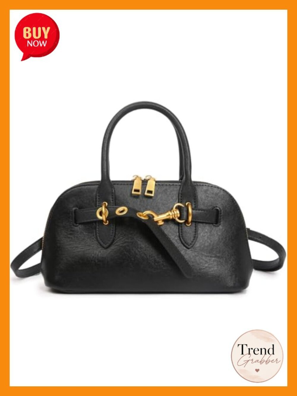 Genuine Leather Dome Satchel Handbag Top Handle Crossbody Purse